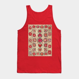 Vintage Uzbekistan Suzani Floral Pattern Tank Top